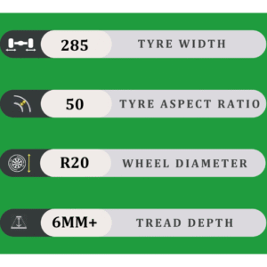 285/50/20 6MM+