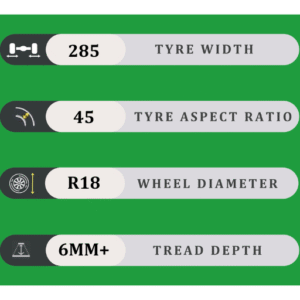 285/45/18 6MM+